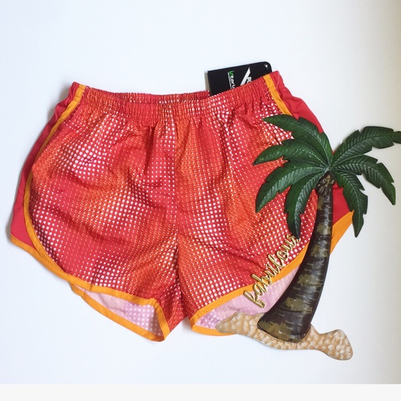 Pony Pants - PONY poppy red & orange trim sports shorts